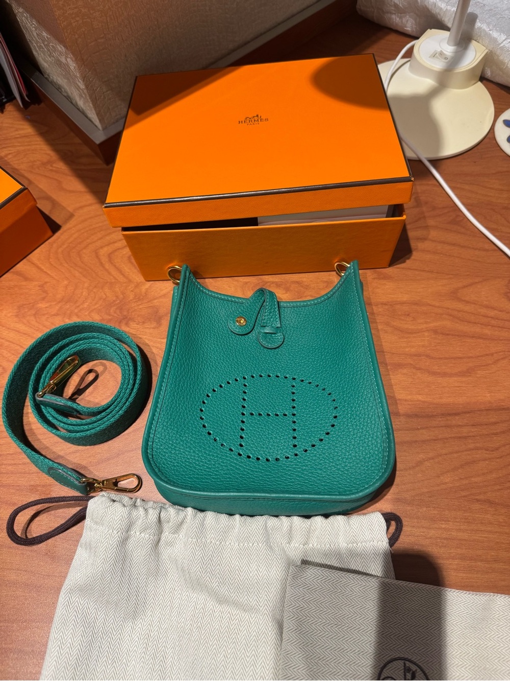 Evelyne Mini Crossbody Bag in Emerald Green Hermes 2025